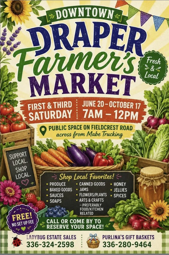 THRU 10 17 26 DRAPER FARMERS MARKET THRU 10 17 26 DRAPER FARMERS MARKET